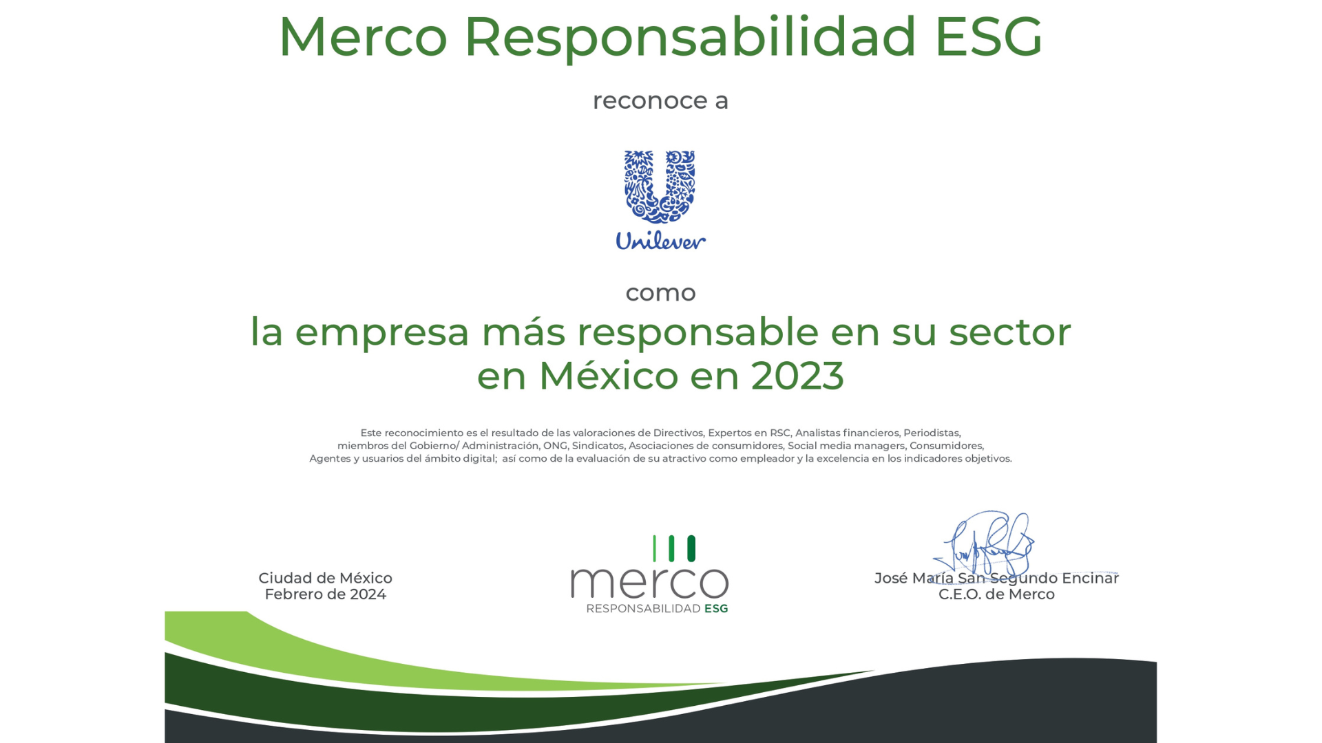 Reconocimiento a la empresa #1 sector consumo masivo